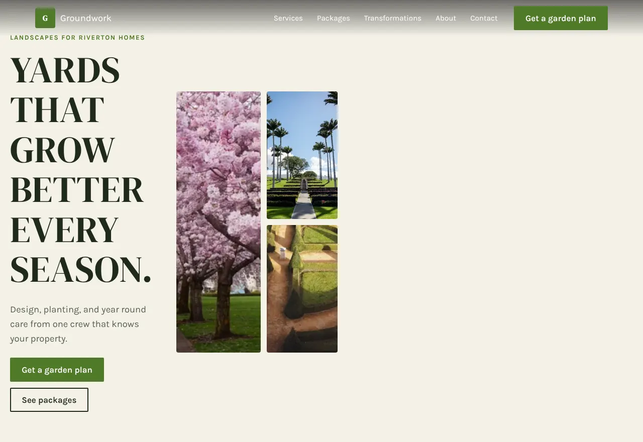 Screenshot of the example website Groundwork