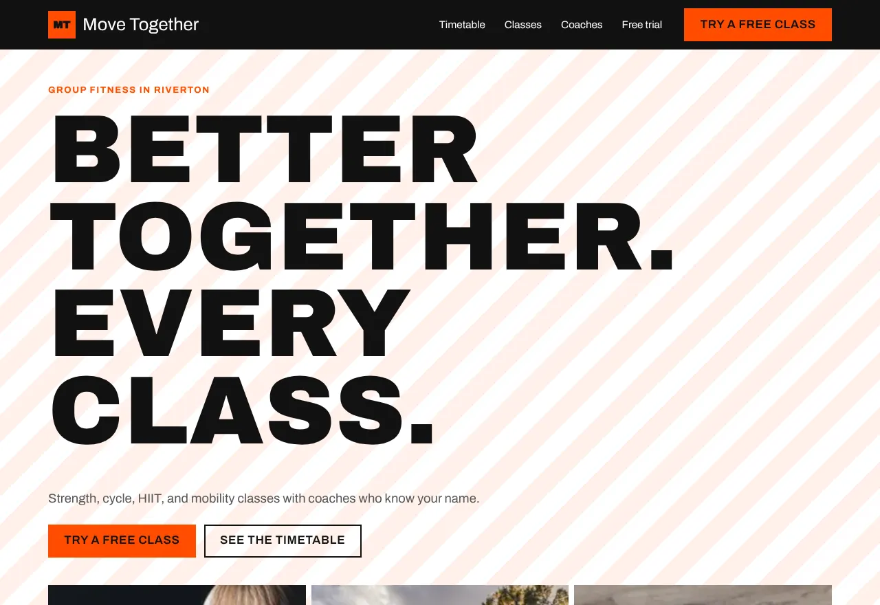 Screenshot of the example website Move Together